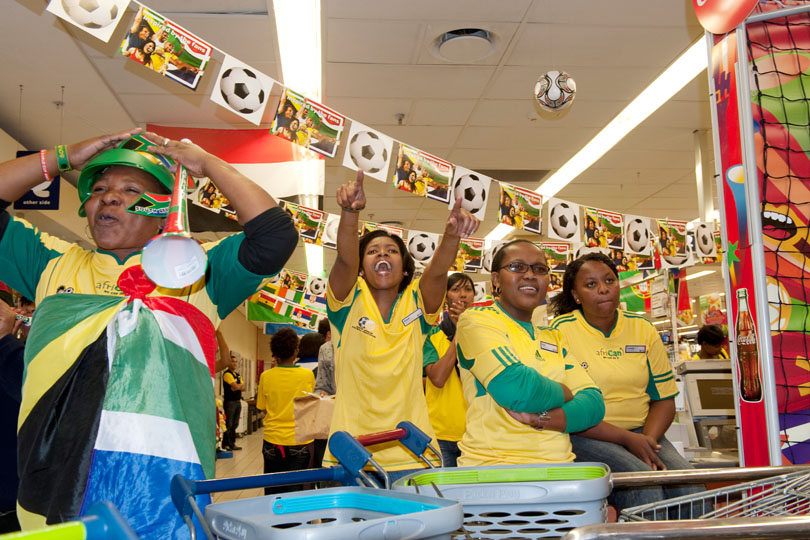 Supermarket employees watch “Bafana Bafana” &lt;p&gt;the South African National team on TV