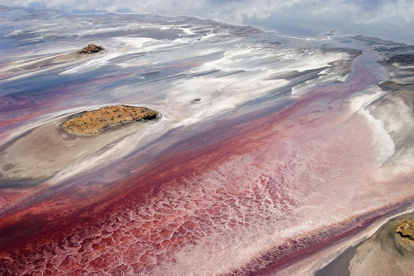 Aerial view of Lake Natron a soda lake of variable extent &lt;p&gt;in the north of Tanzania