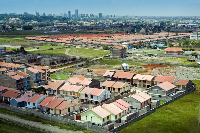 Real estate development on the outskirts of Nairobi, Kenya, aerial view