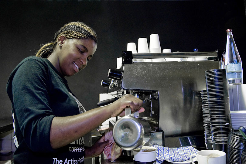 Barista working, Cape Town, South Africa