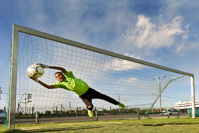 Goal keeper at Old Mutual Football Academy, Cape Town, South Africa