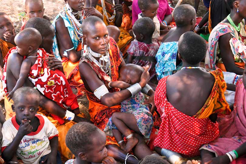 Massai woman breast-feeding, Lake Natron, Tanzania