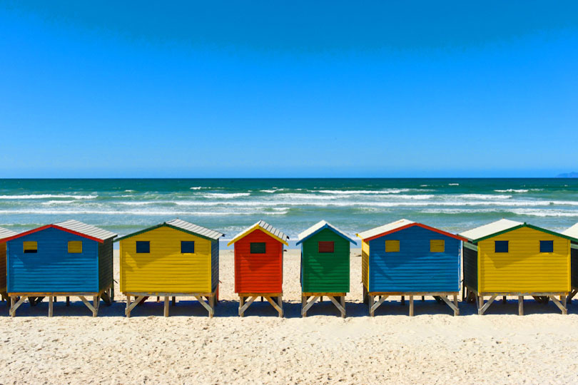 	Colorful beach huts Muizenberg Western Cape South Africa