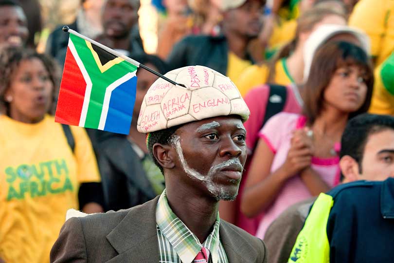 South African football fan, FIFA World Cup 2010, Cape Town, South Africa